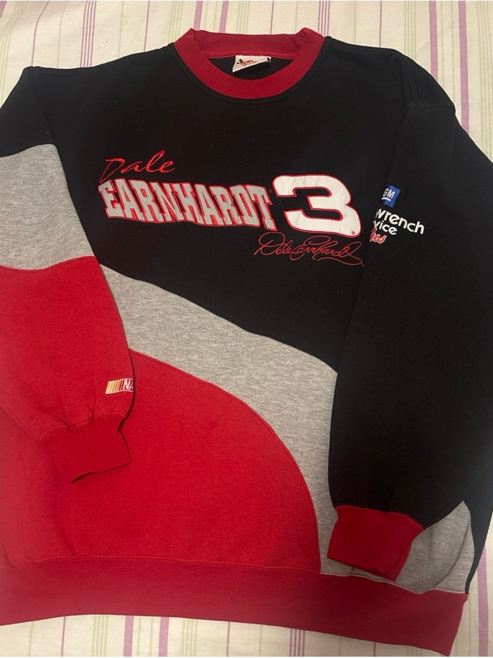 Chase Authentics Dale Earnhardt #3 Colorblock Crewneck - Black/Red/Gray